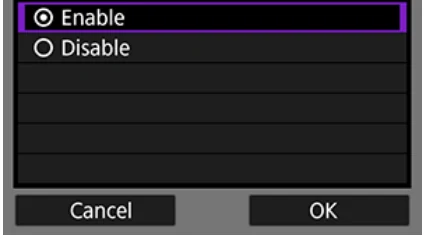 Canon EOS-1D X Mark III Passive mode screen with Enable and Disable choices
