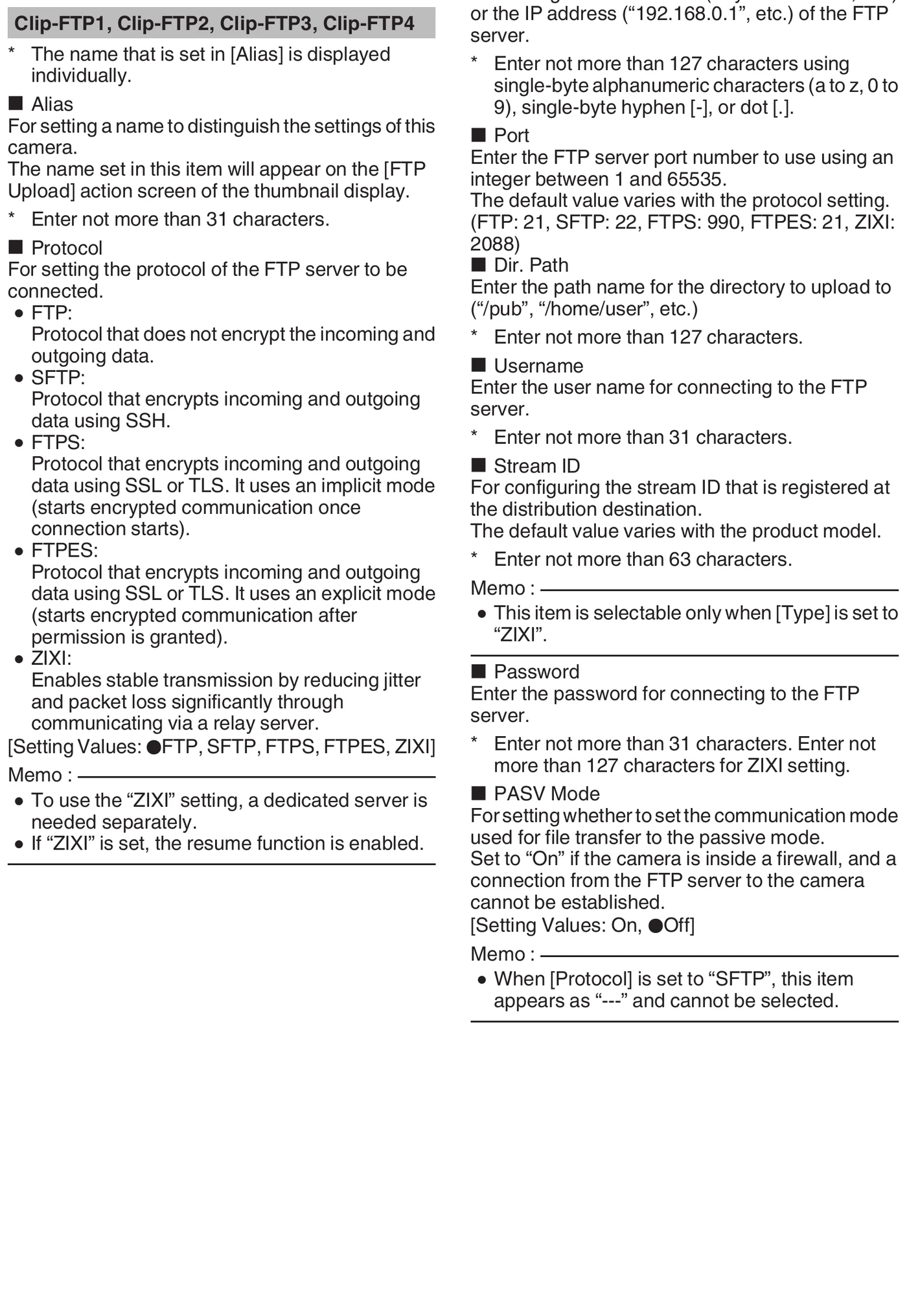 JVC GY-HC900 family network and file transfer menu evidence