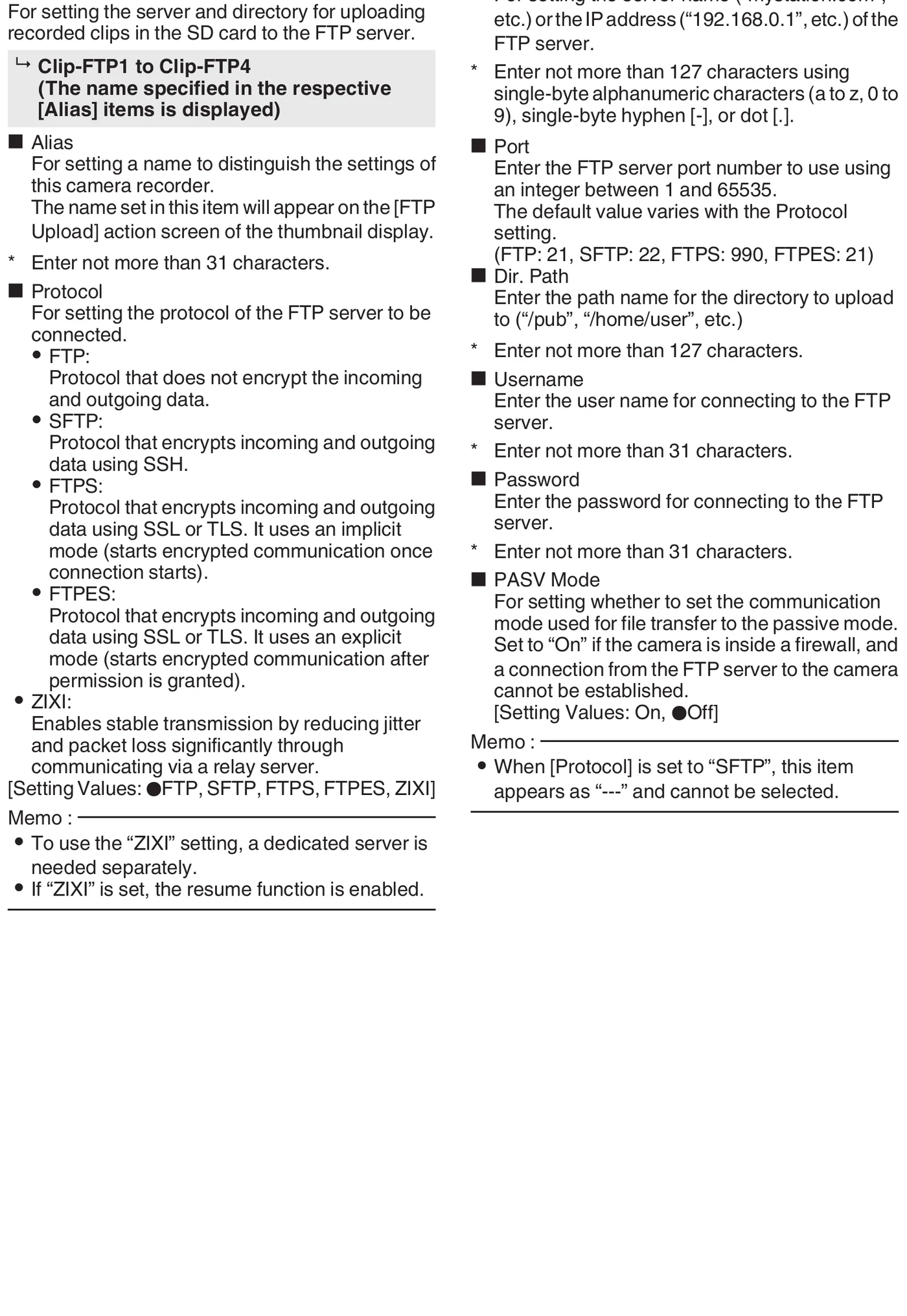 JVC GY-HM250 network and file transfer menu evidence