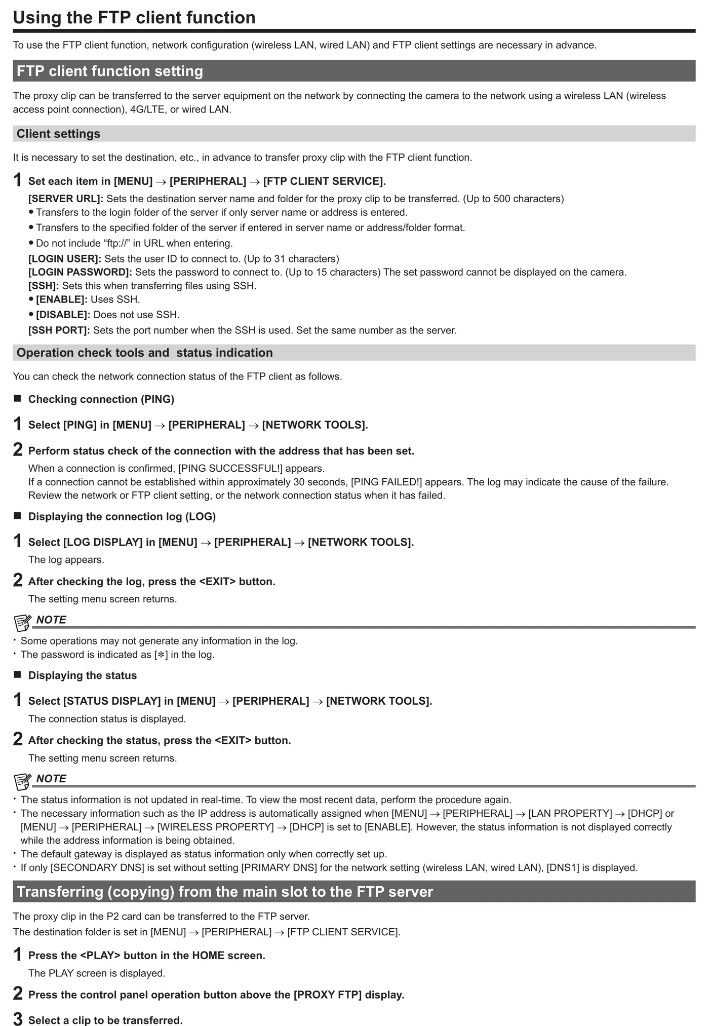 Panasonic AU-V35LT1G VariCam LT network and file transfer menu evidence