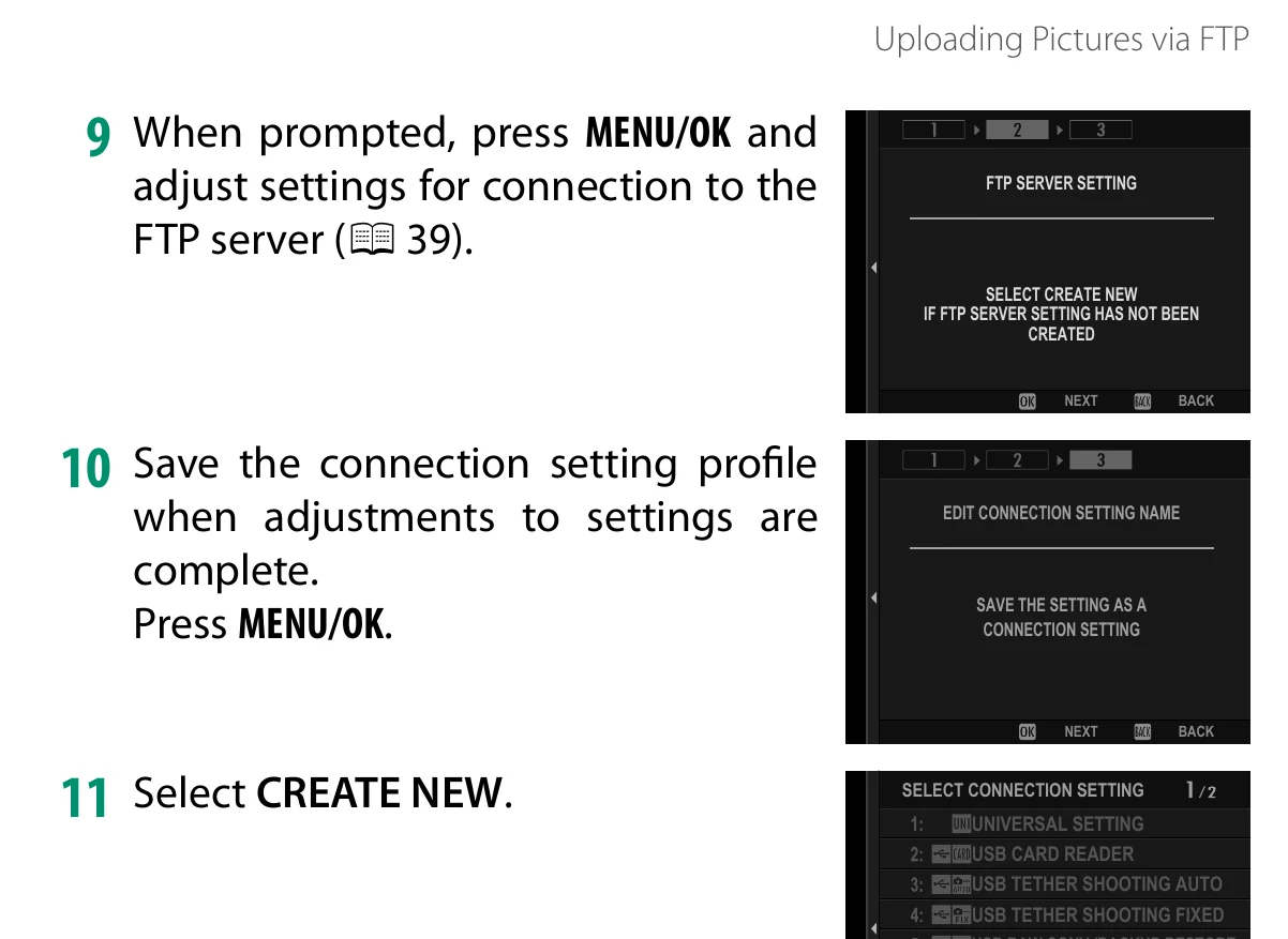 Fujifilm X-H2S save connection setting profile menu step