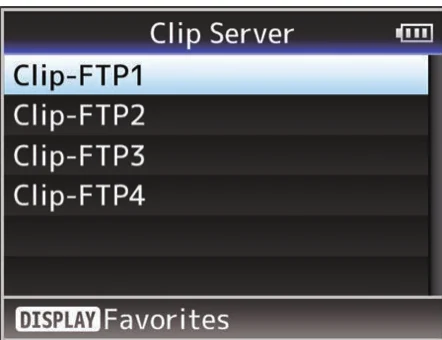 JVC GY-HM660 Clip Server menu with four FTP server presets