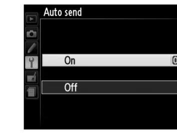 Nikon D4 Auto send menu with On selected