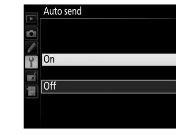 Nikon D4S Auto send menu with On selected