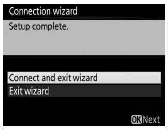 Nikon D500 Connection wizard setup complete screen