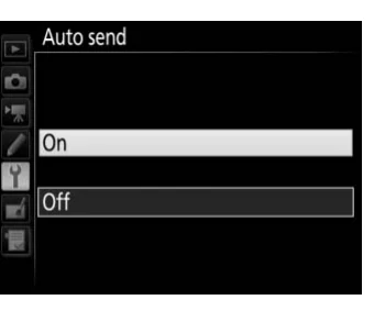 Nikon D850 WT-7 Auto send menu with On selected